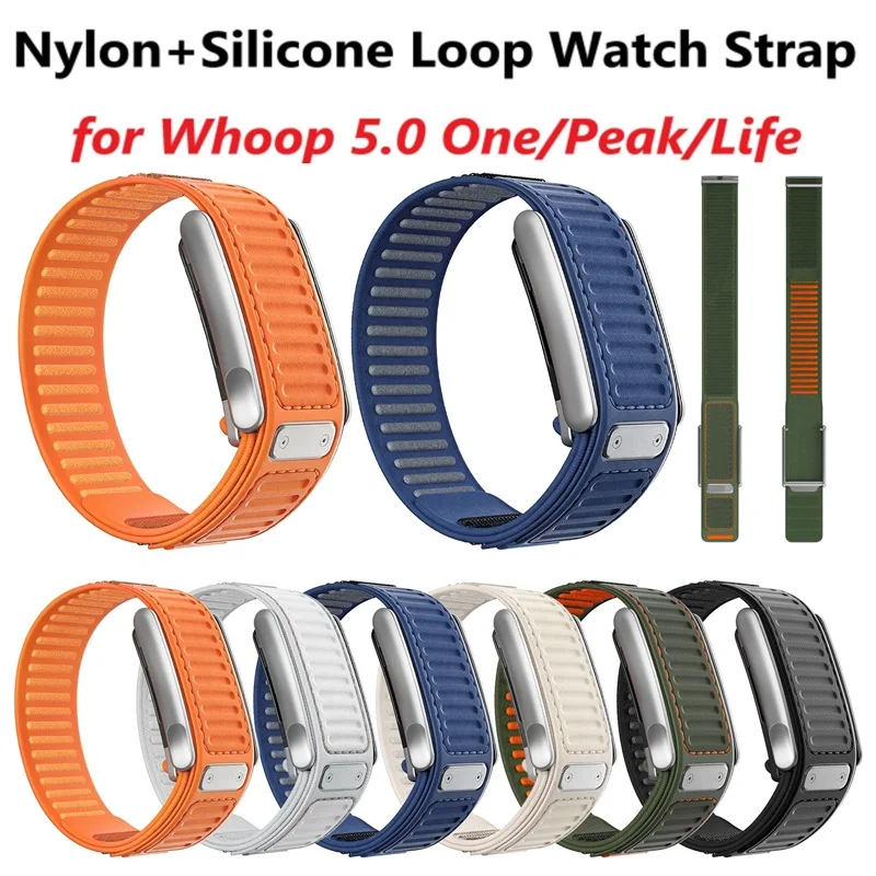 Sport Loop Velcro - ナイロンシリコンループウォッチバンド Whoop 5.0 MGトラッカー用 調節可能なリストバンド Whoop