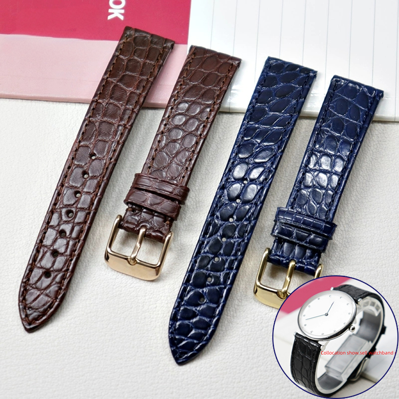 Cartier Watch Tank - 薄型クロコダイル本革ストラップ ロンジンL4 L2 セイコー オメガ カルティエ