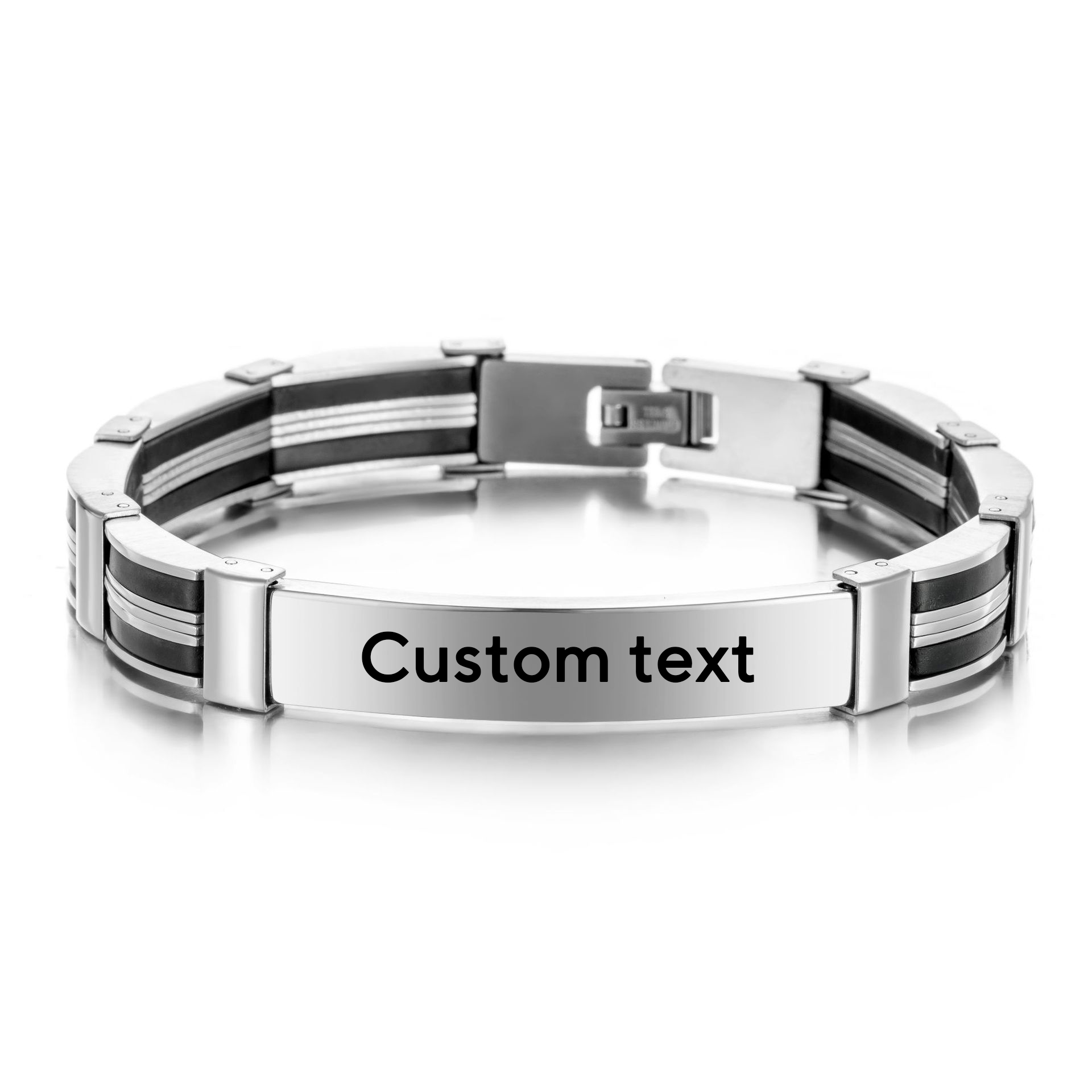 Silicone Band Women - パンクカスタムテキスト名入りメンズステンレススチールブレスレット、レディースシリコンウォッチバンド、滑らかな刻印ロゴ入りIDブレスレット、ギフトジュエリー