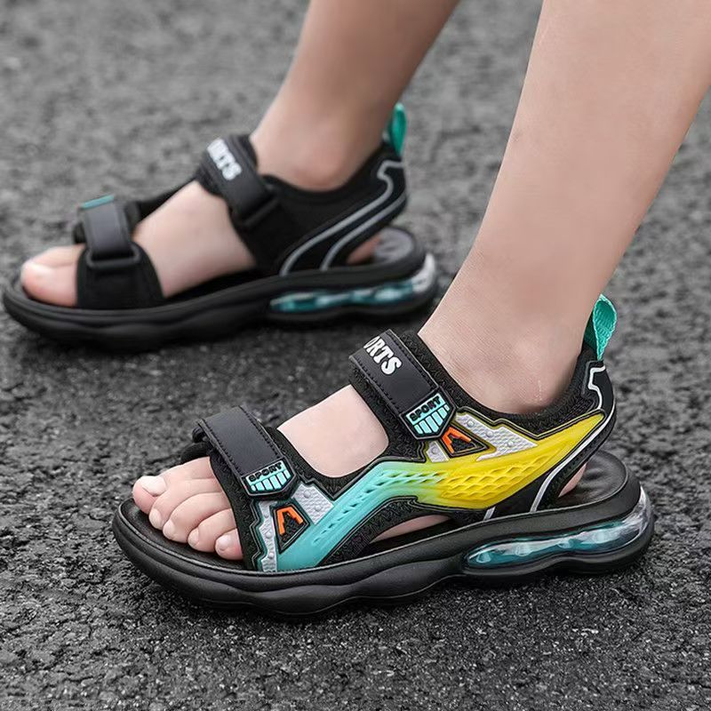 Sport Loop Velcro - 子供の夏の新しいオープントゥカジュアルスポーツサンダル男の子ソフトソールノンスリップ軽量ベルクロ Cuhk 男の子の屋外ビーチサンダル