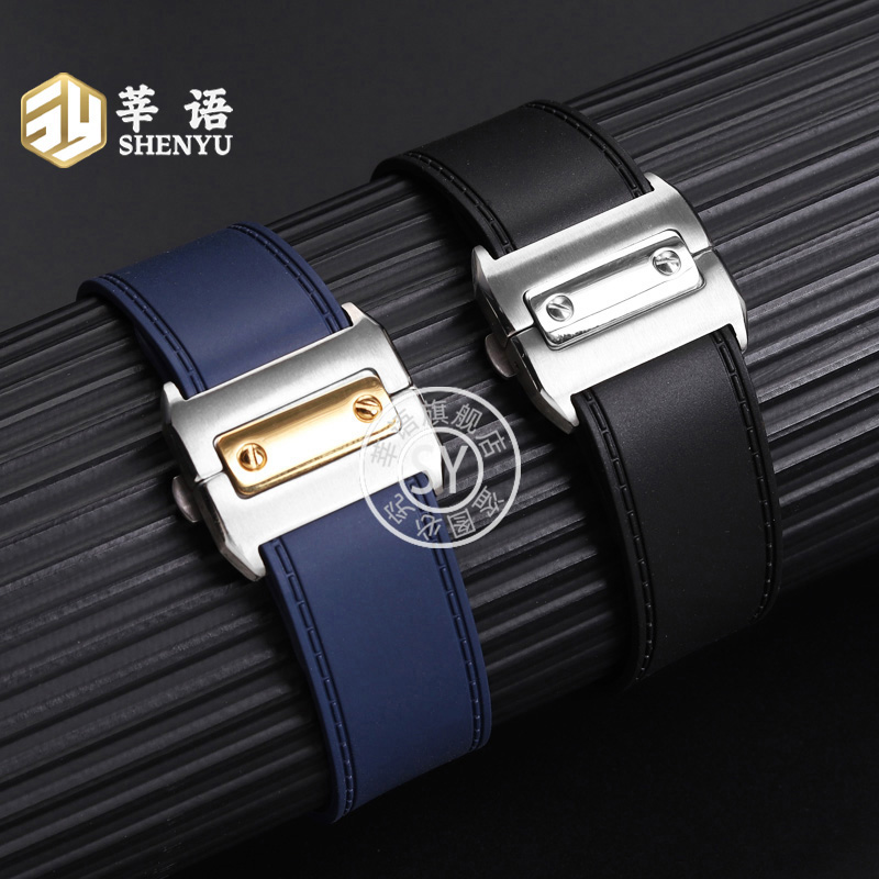 Shenyu-男性と女性のためのゴム製時計ストラップ、腕時計 - Cartier Watch Santos のレビューと価格