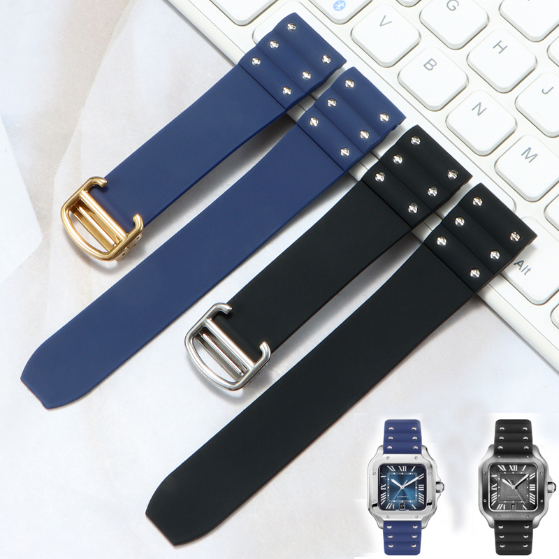 高品質のゴム時計バンドカルティエサントス用シリコンストラップ - Cartier Watch Santos のレビューと価格